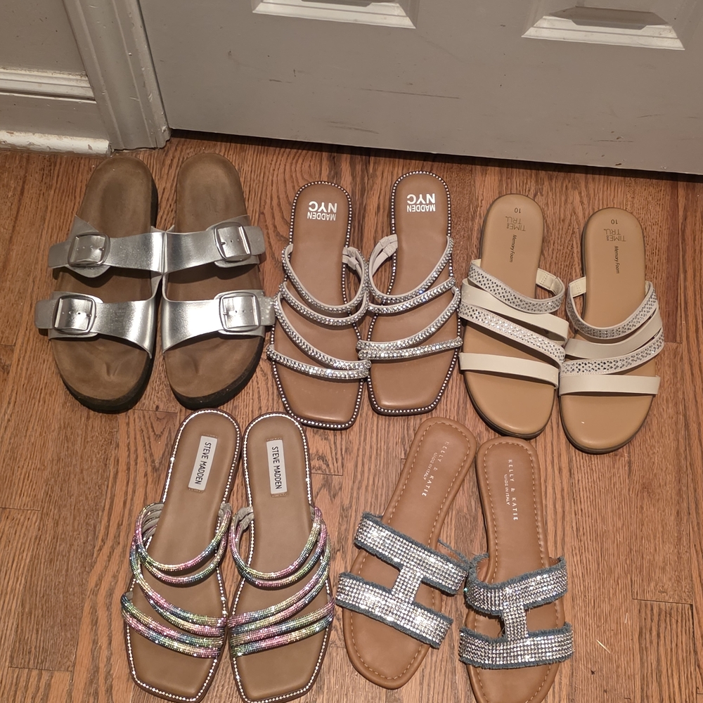 Stylish Silver Womens Sandals Size 10